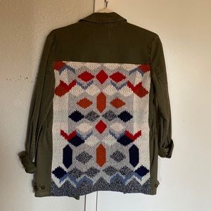ANTHROPOLOGIE BLANKET DETAIL military jacket shacket